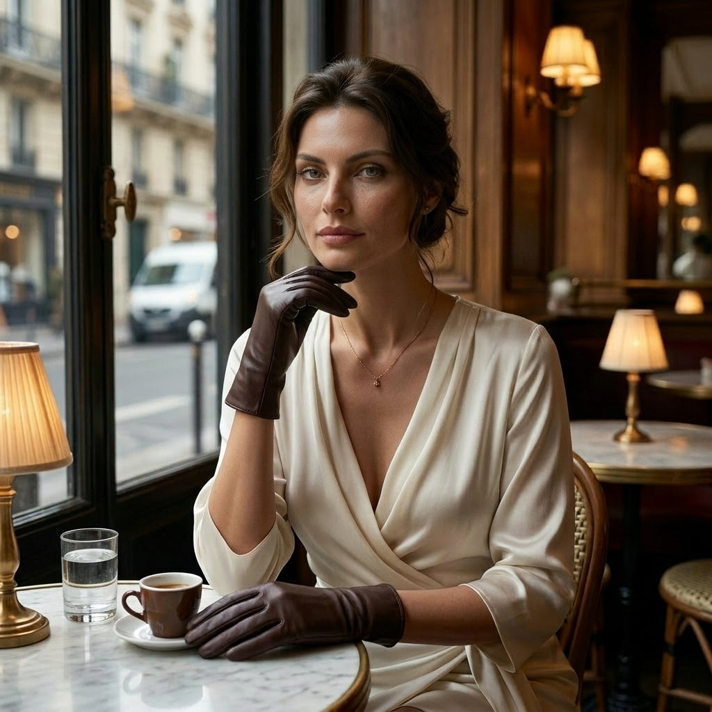 Marcella (brown) - Unlined women’s lambskin leather gloves