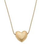 Margo Puffy Heart Necklace in Worn Gold | Bead Chain Style Pendant Fashion Jewelry by The Bullish Store