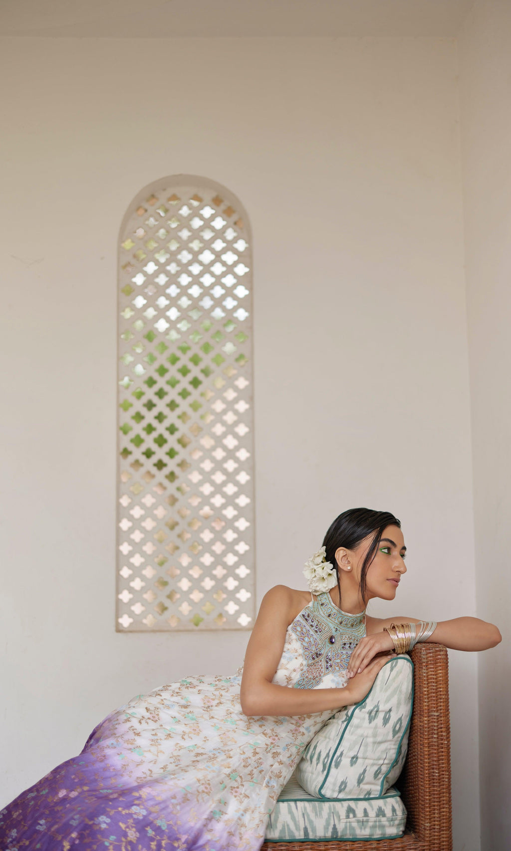 Maria Shaded Banarasi Jacquard Dress with Hand Embroidered Torso