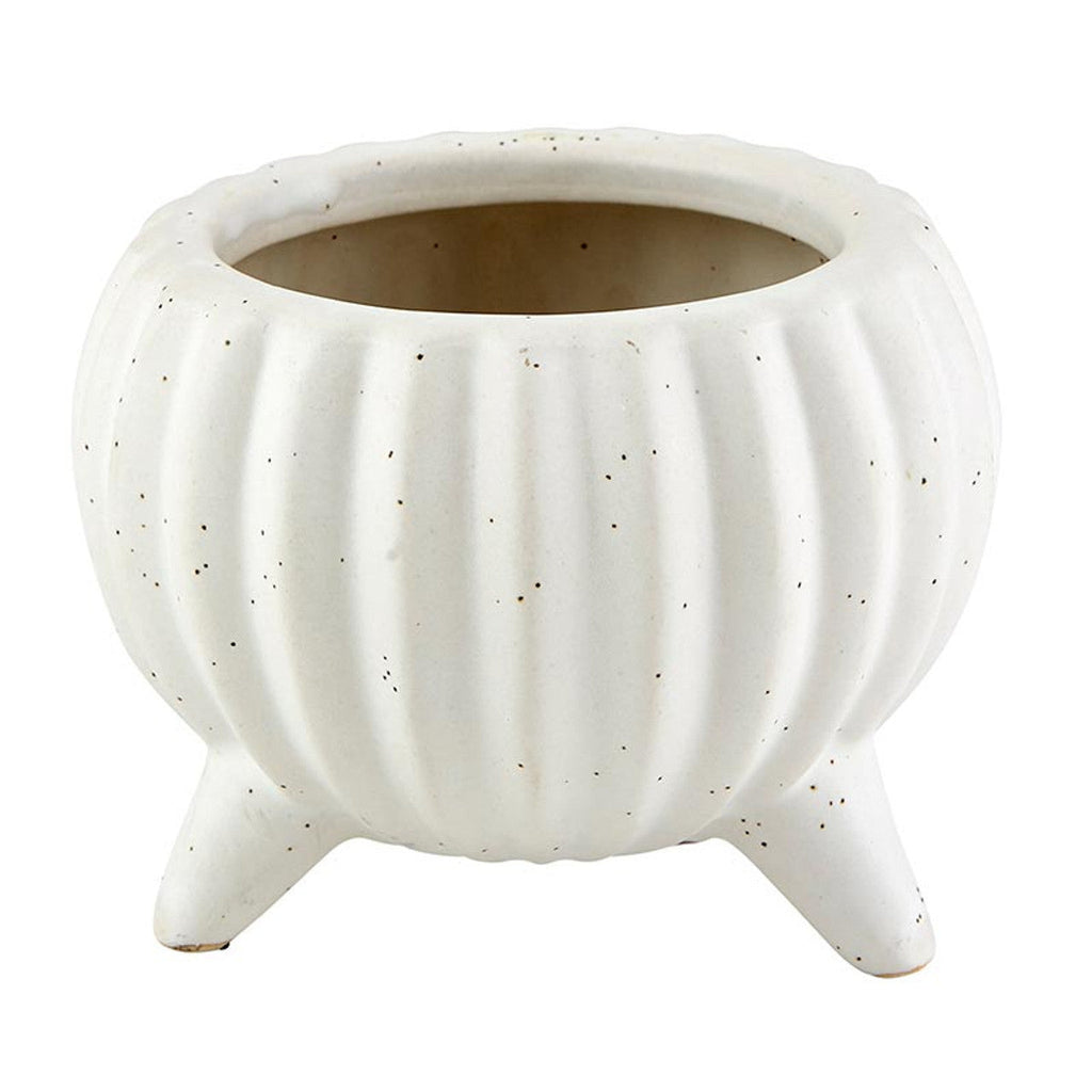 Matte Dot Cream Planter with Legs | Decorative Ceramic Plant Pot | 4"  x 3.5"