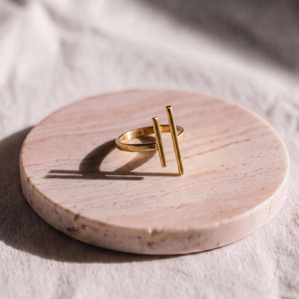 Mazu Minimalist Open Double Parallel Bar Ring