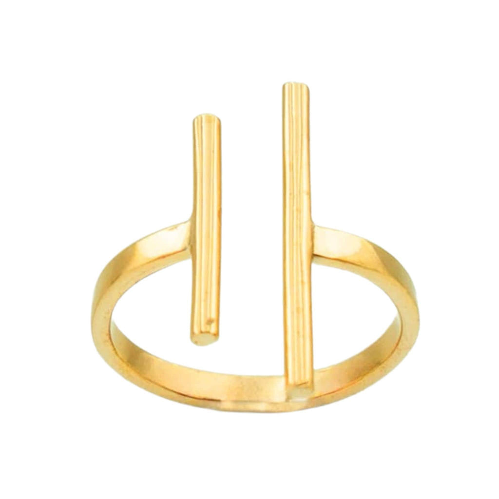 Mazu Minimalist Open Double Parallel Bar Ring