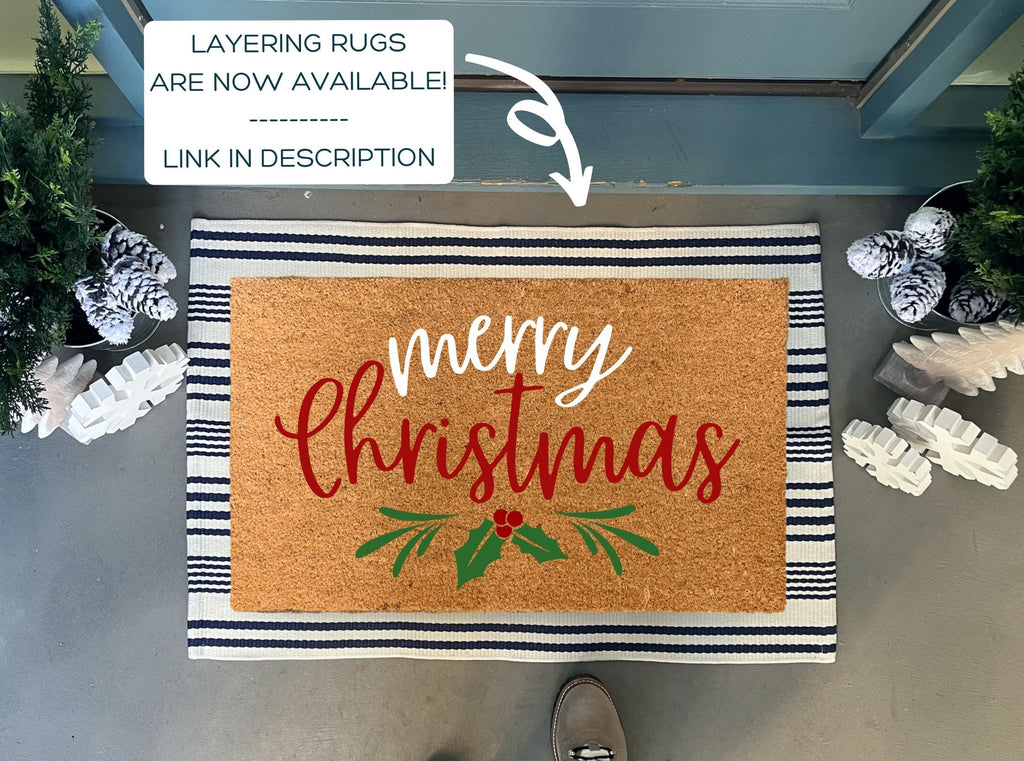Colorful Merry Christmas Doormat by Nickel Designs Custom Doormats