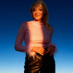 Metallic Turtle Neck Top with Feather Cuffs in Pink | Fall or Winter Long Sleeves Apparel by The Bullish Store