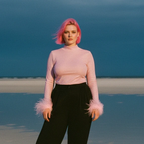 Metallic Turtle Neck Top with Feather Cuffs in Pink | Fall or Winter Long Sleeves Apparel by The Bullish Store