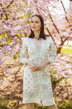 Keya Midi Dress with Floral Hand Embroidery by Raas