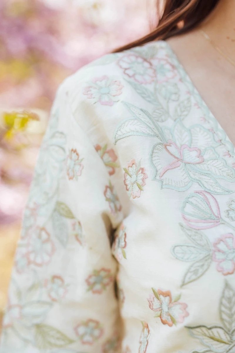 Keya Midi Dress with Floral Hand Embroidery by Raas