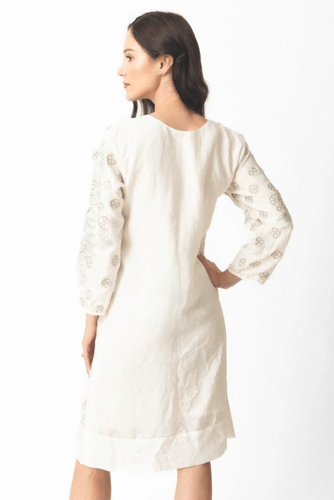 Keya Midi Dress with Floral Hand Embroidery by Raas