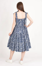 Mila Blue Tiered Midi Dress by Raas