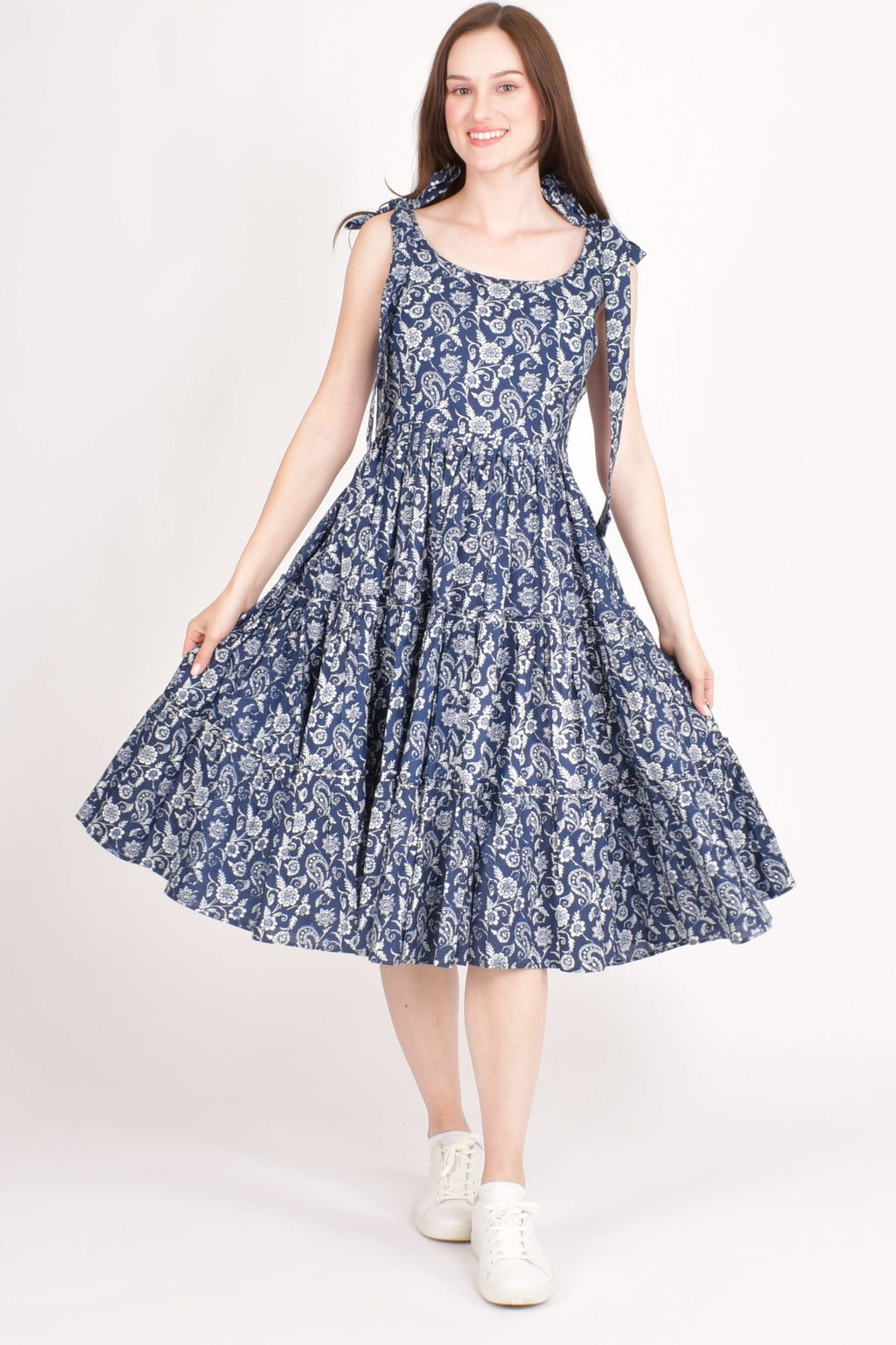 Mila Blue Tiered Midi Dress