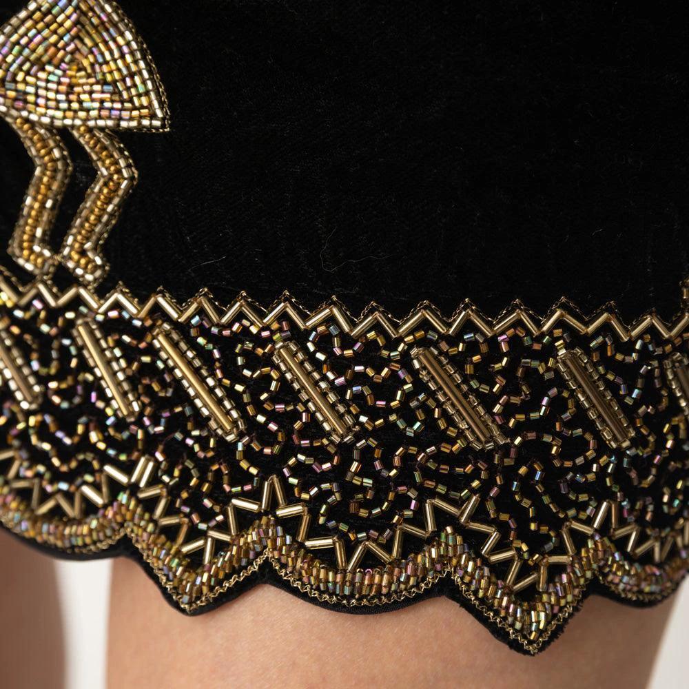 Halona Mini Black Dress with Varli Hand Embroidery by Raas