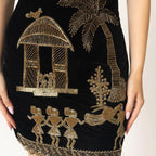Halona Mini Black Dress with Varli Hand Embroidery by Raas