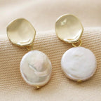 Molten Freshwater Pearl Drop Earrings | 14K Gold Plated Brass and Real Freshwater Pearls by The Bullish Store
