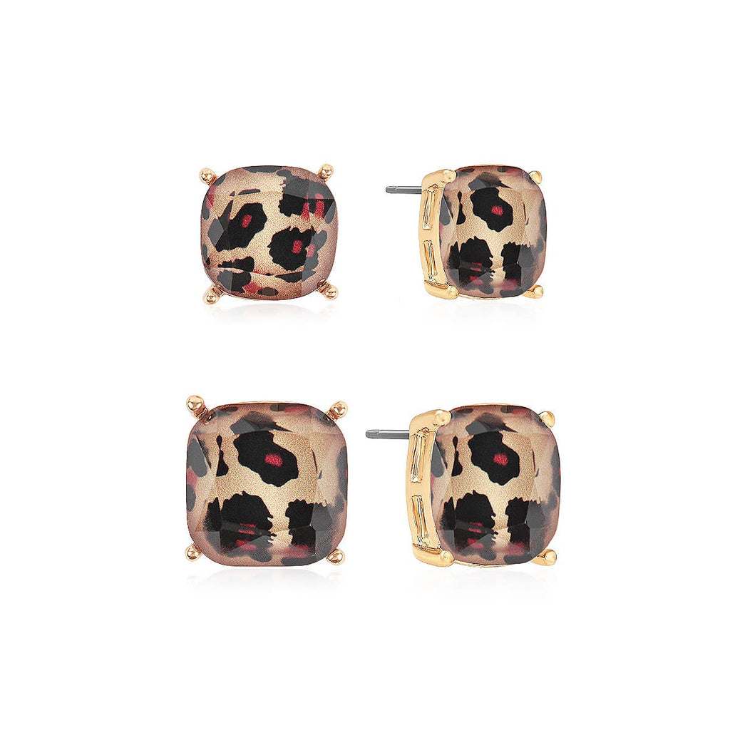 Mom and Daughter Glitter Square Cushion Cut Stud Earring Set – "Mom and Me" Gift Set