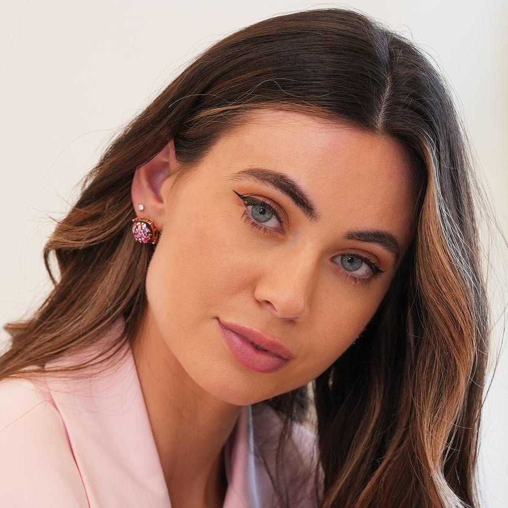 Mom and Daughter Glitter Square Cushion Cut Stud Earring Set – "Mom and Me" Gift Set