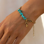 Monarch Natural Stone Turquoise Bracelet with Key Accent