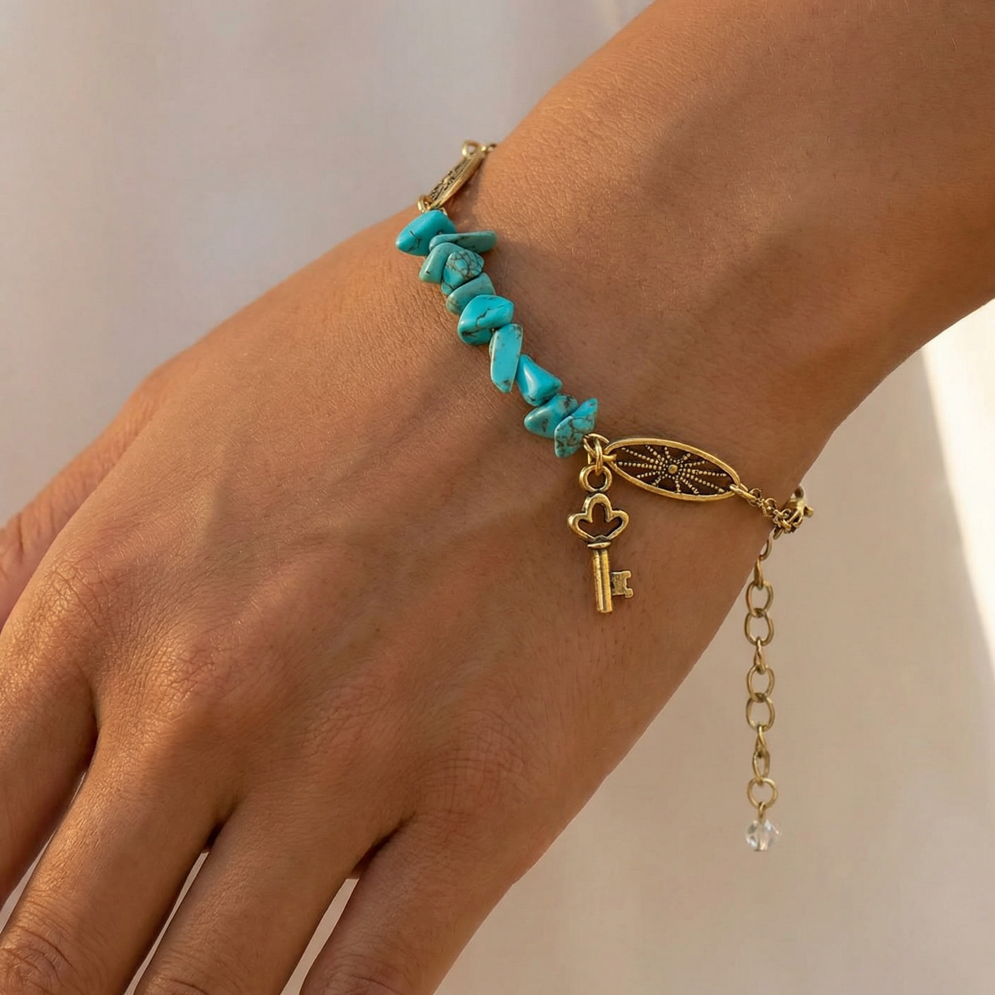 Monarch Natural Stone Turquoise Bracelet with Key Accent