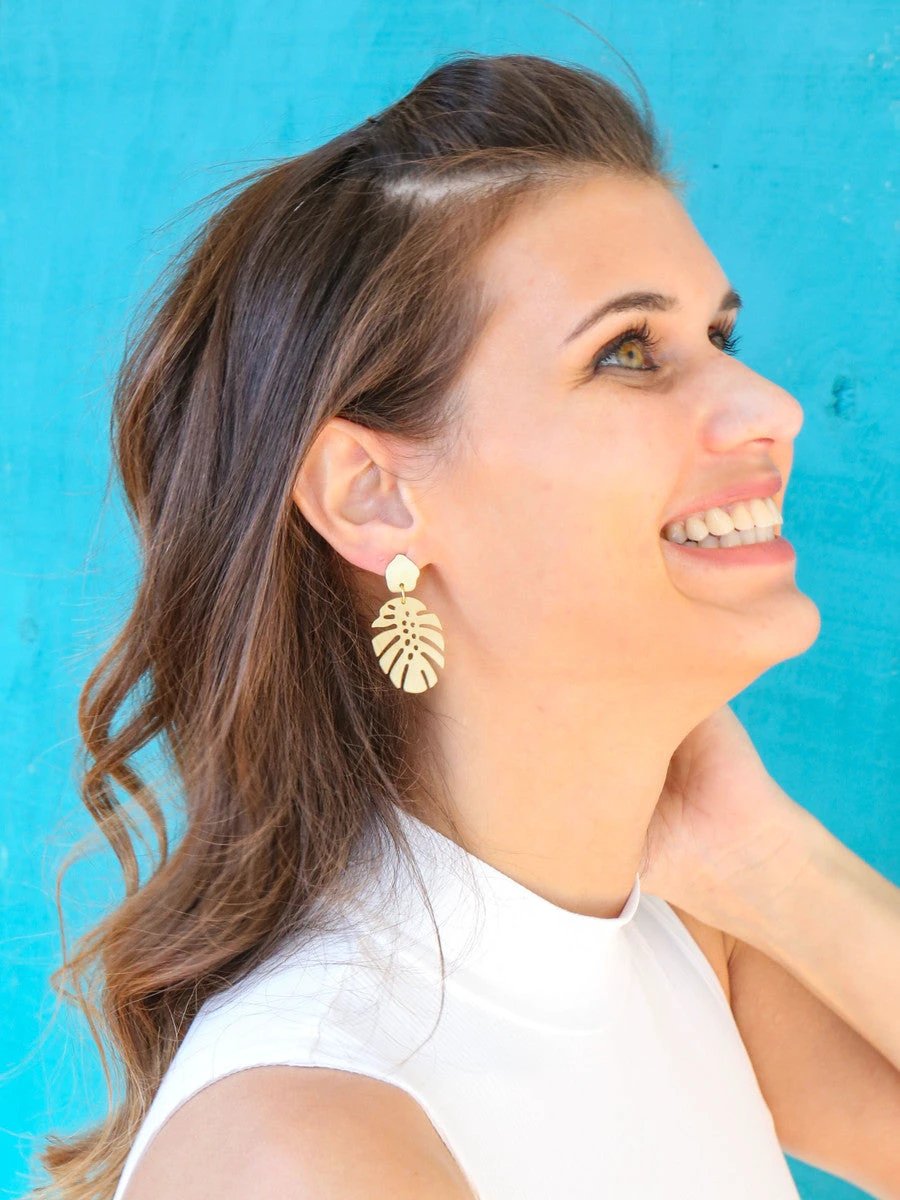 Monstera Studs by Fair Anita
