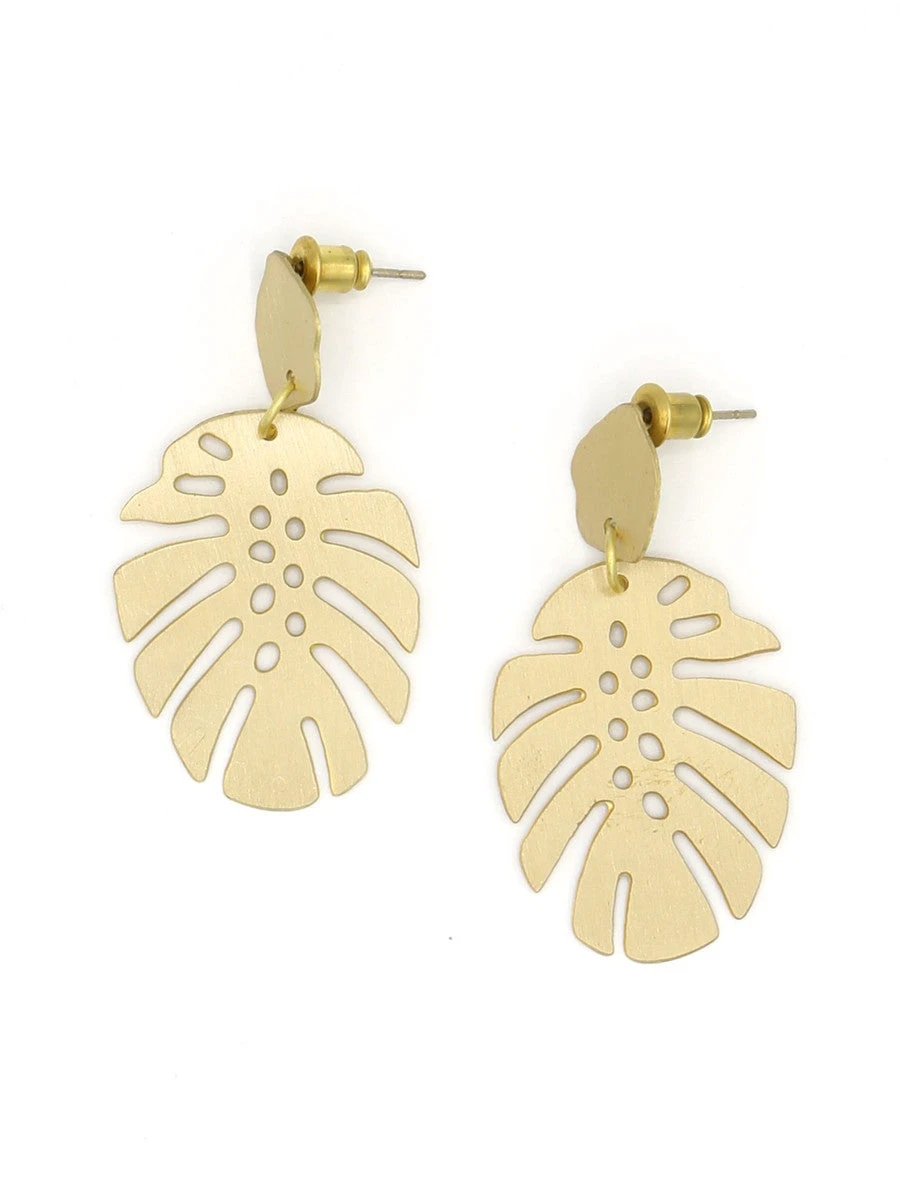 Monstera Studs by Fair Anita
