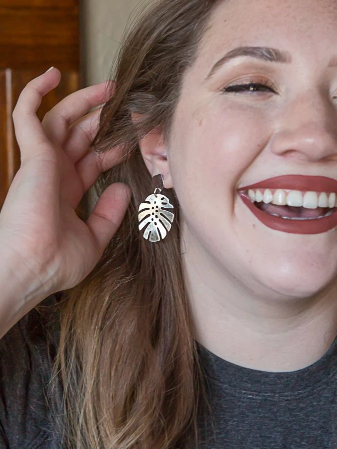 Monstera Studs by Fair Anita