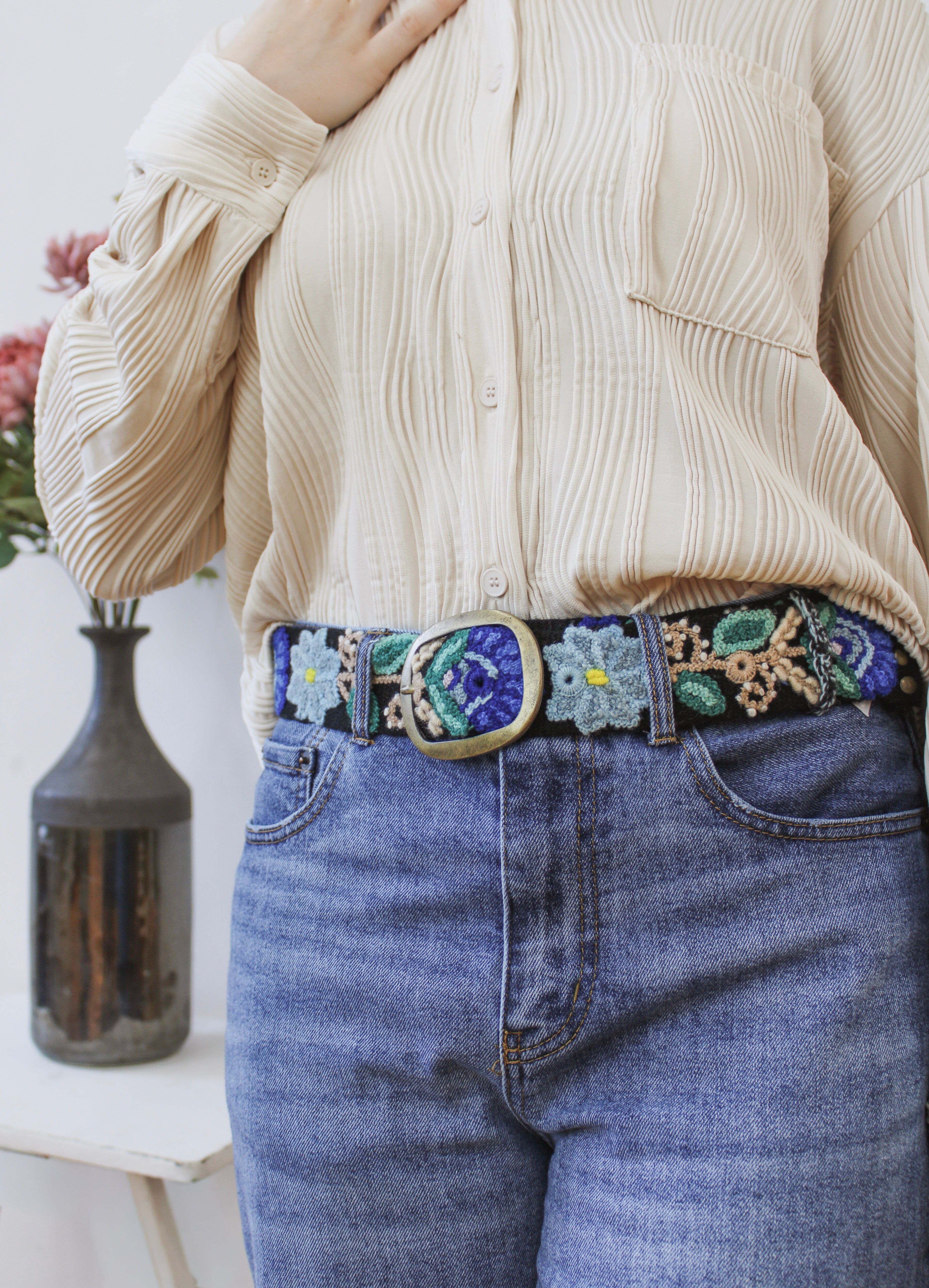 Moonlit Garden Embroidered Belt