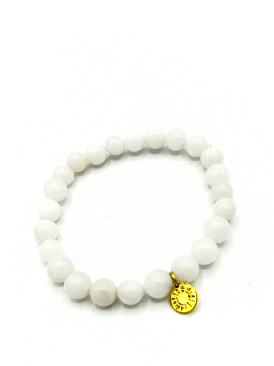 Stone Elastic Bracelet - White Agate by Fair Anita