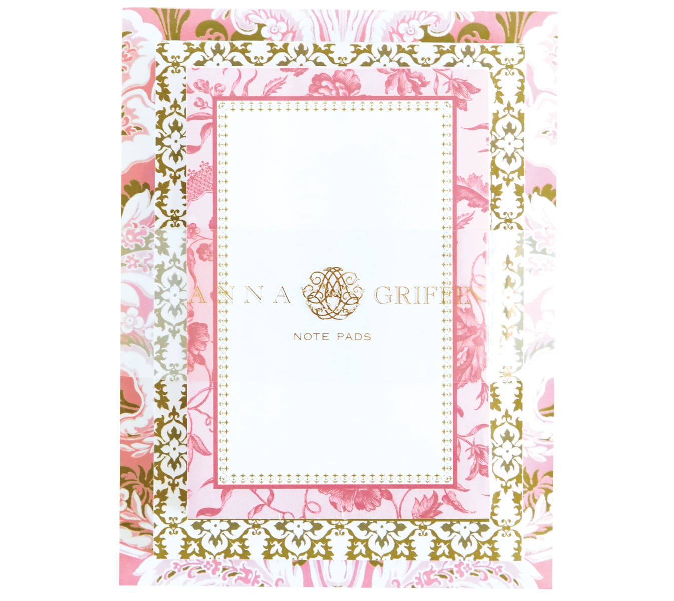 Pink Damask Note Pad Set