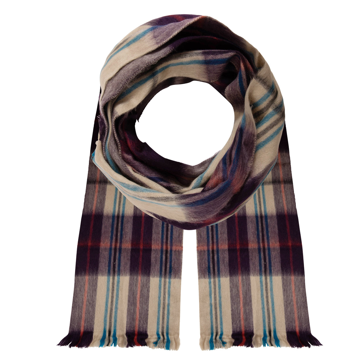 Alpaca Scarf (Purple & Tan Plaid)
