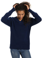 Zainuno Moizni Women's 100% Cashmere Deep V-Neck Sweater
