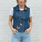 Nice Patches, Babe! Denim Vest with Zipper and Embroidered Patches [Sizes SM-XL] by The Bullish Store