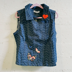 Nice Patches, Babe! Denim Vest with Zipper and Embroidered Patches [Sizes SM-XL] by The Bullish Store
