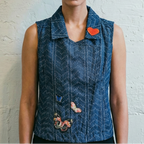Nice Patches, Babe! Denim Vest with Zipper and Embroidered Patches [Sizes SM-XL] by The Bullish Store