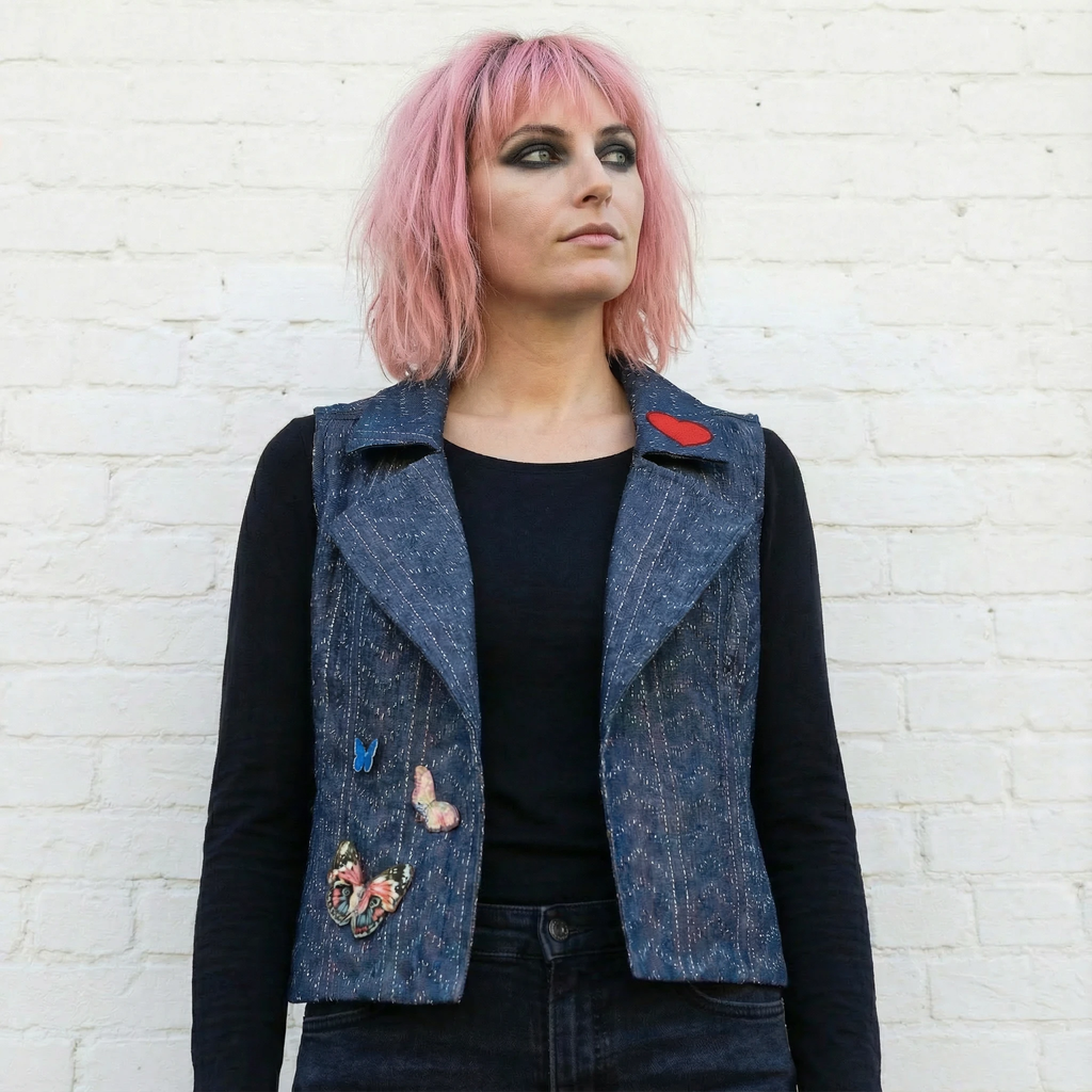 Nice Patches, Babe! Denim Vest with Zipper and Embroidered Patches [Sizes SM-XL] by The Bullish Store