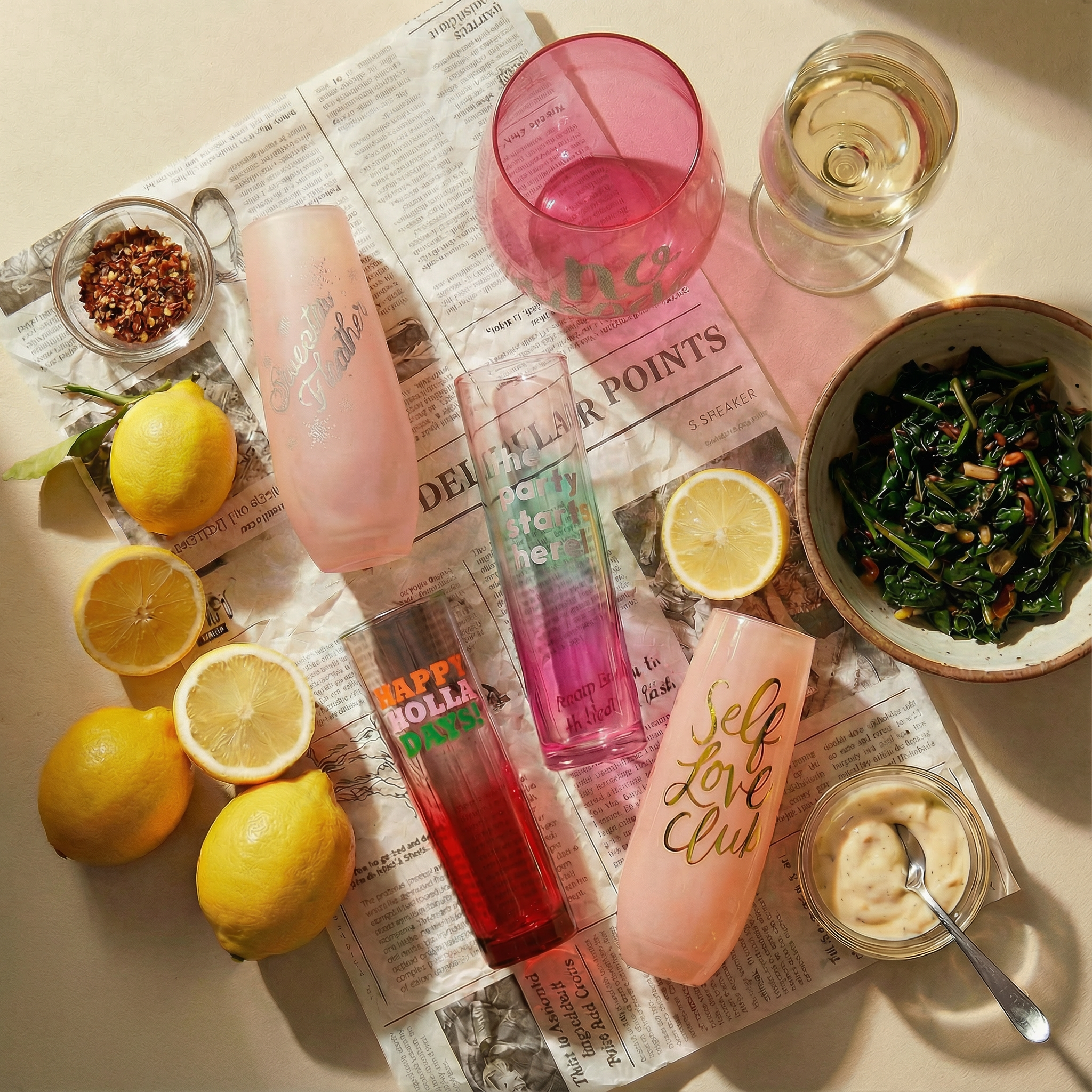 No Shade Jumbo Stemless Wine Glass in Tinted Bright Pink | 30oz Holds a Full Bottle of Wine