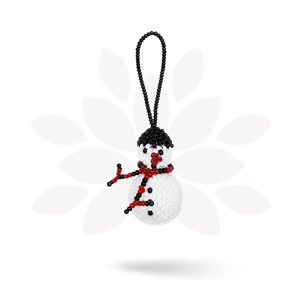 Snowman Seed Bead Ornament - Guatemala