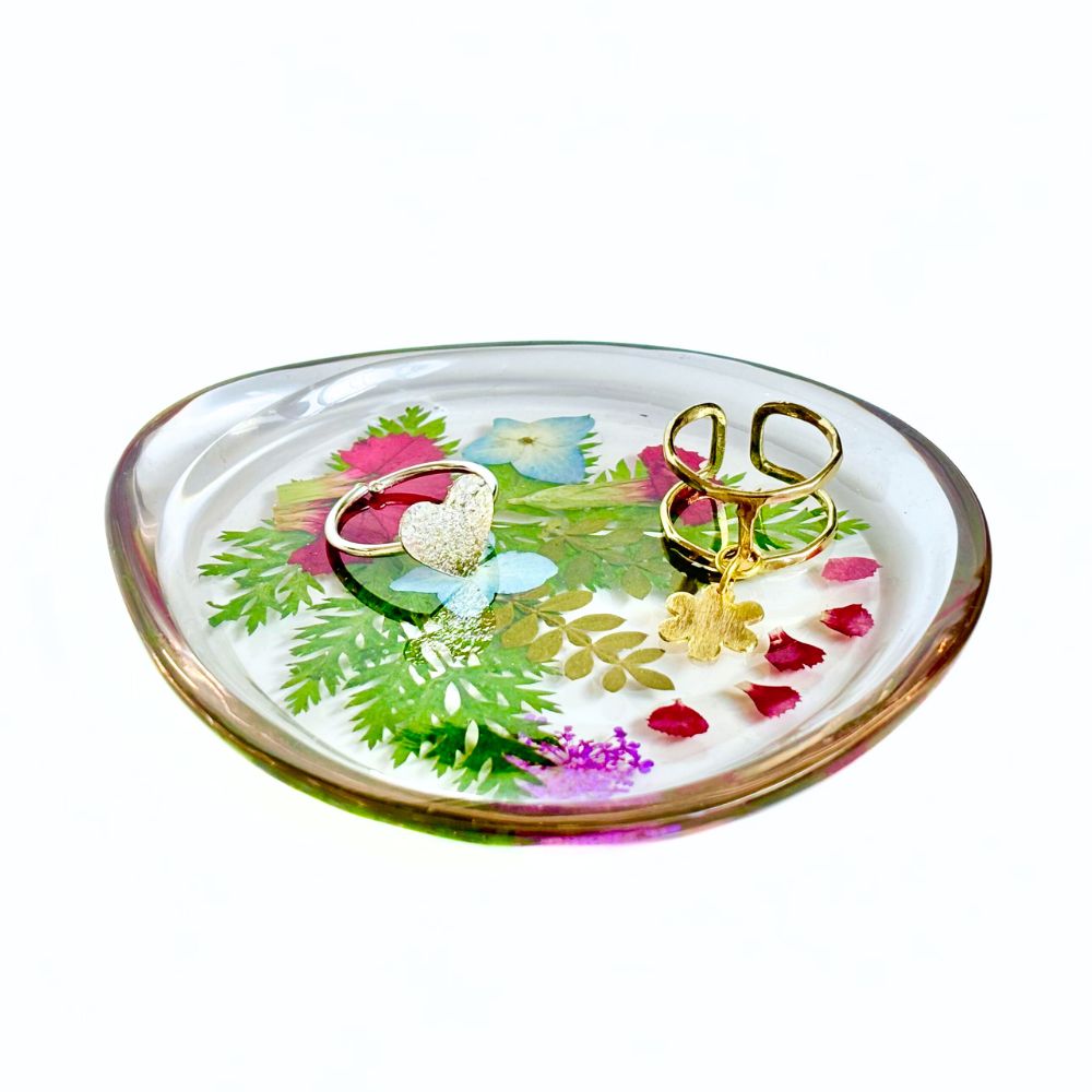 Resin Jewelry Dish - Mother & Daughter Garden Flowers