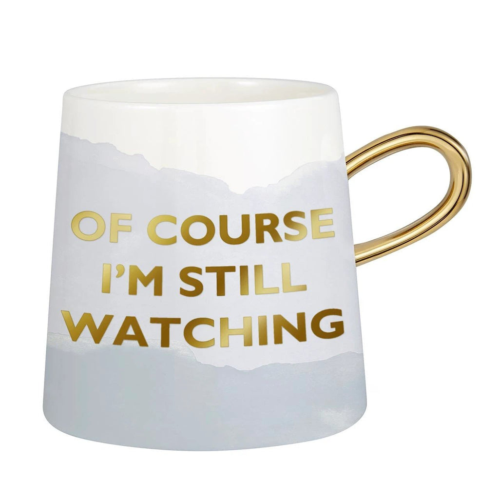 Of Course I'm Still Watching Netflix Themed Funny Tapered Mug | 11 oz | White and Blue Watercolor by The Bullish Store