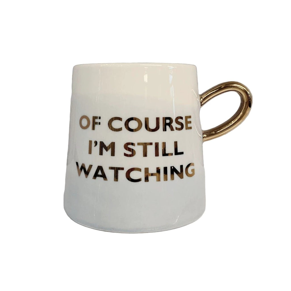 Of Course I'm Still Watching Netflix Themed Funny Tapered Mug | 11 oz | White and Blue Watercolor by The Bullish Store