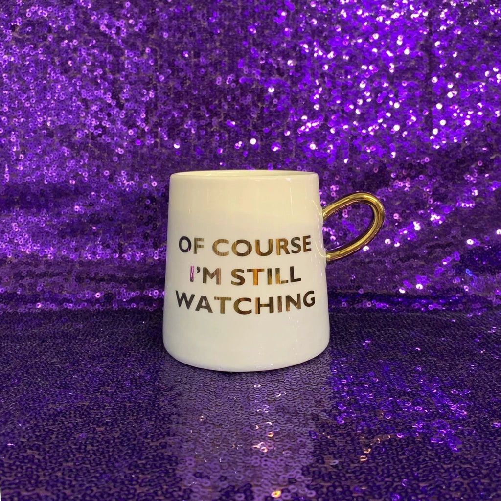 Of Course I'm Still Watching Netflix Themed Funny Tapered Mug | 11 oz | White and Blue Watercolor by The Bullish Store