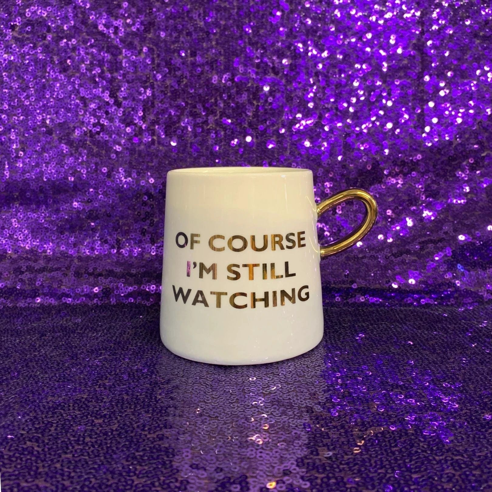 Of Course I'm Still Watching Netflix Themed Funny Tapered Mug | 11 oz | White and Blue Watercolor by The Bullish Store