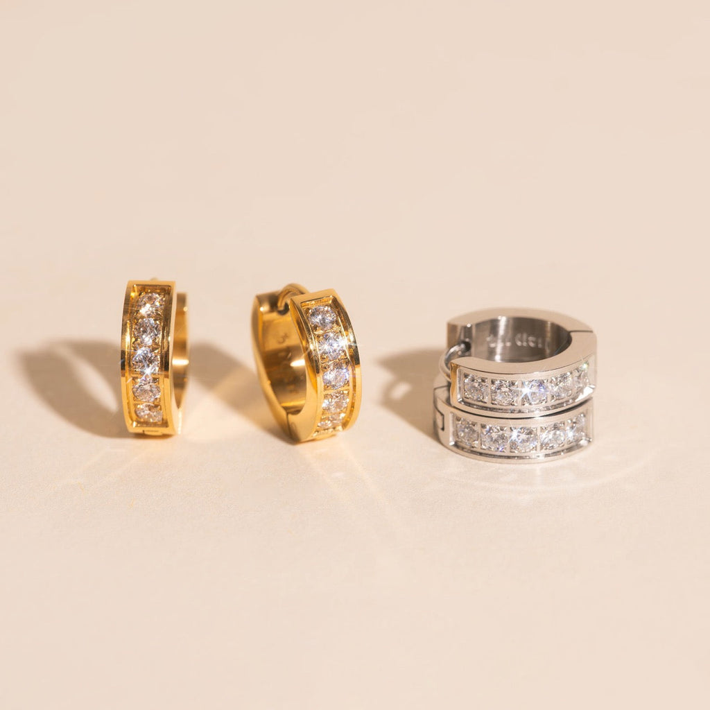 Crystal Chunky Huggie Hoop Earrings