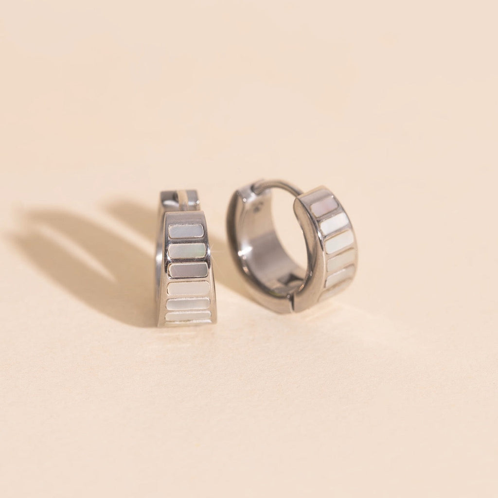 Pearl Shell Teardrop Super Chunky Huggie Hoop Earrings