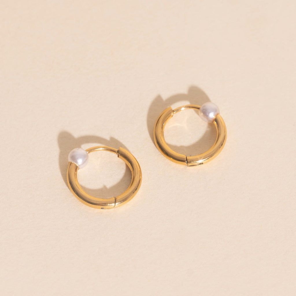 Pearl Huggie Hoop Earrings