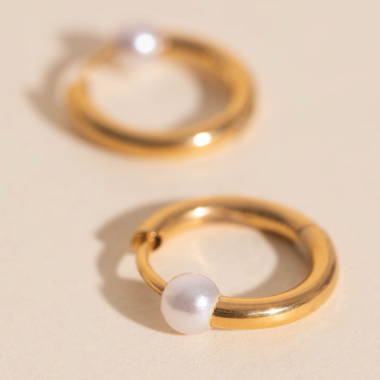 Pearl Huggie Hoop Earrings