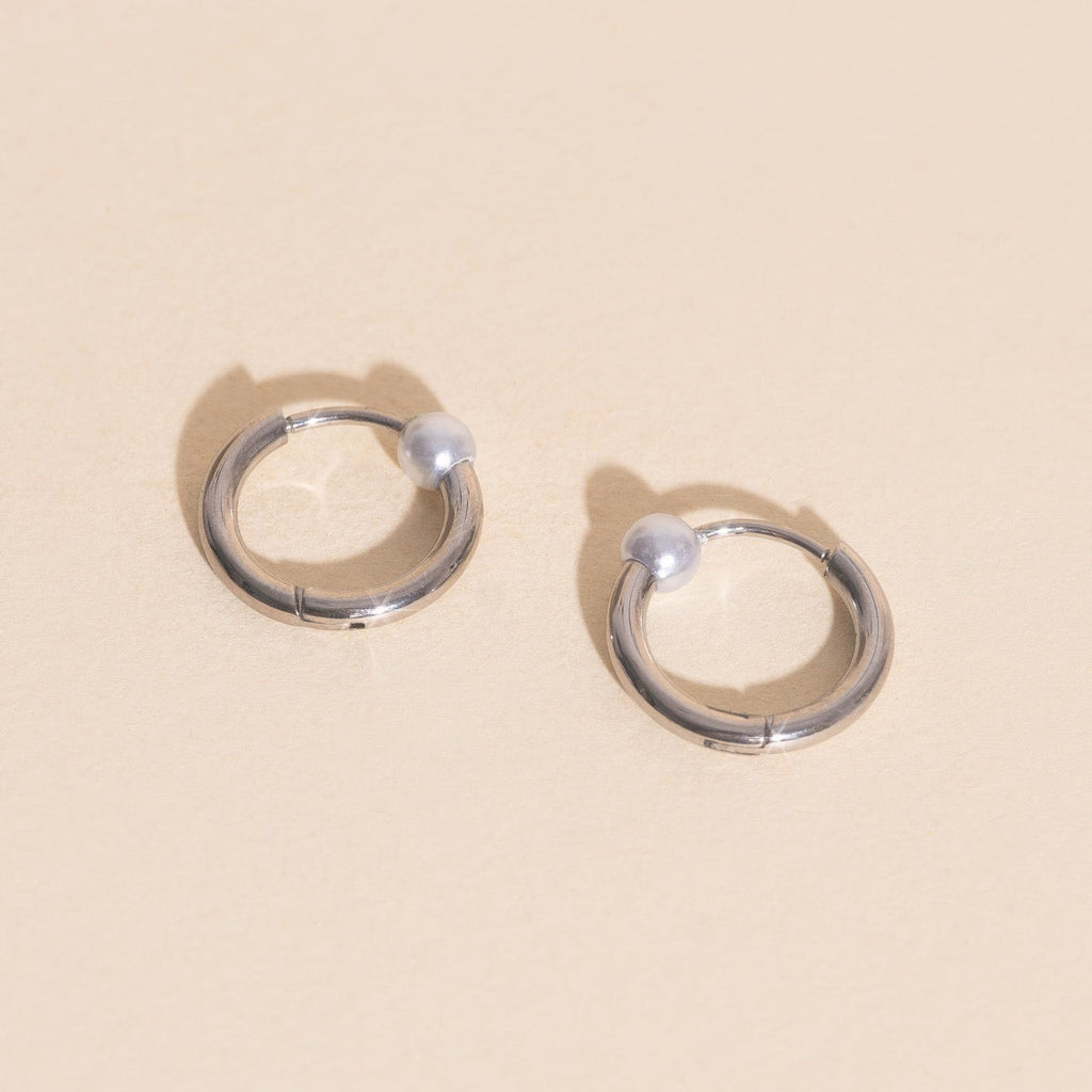 Pearl Huggie Hoop Earrings