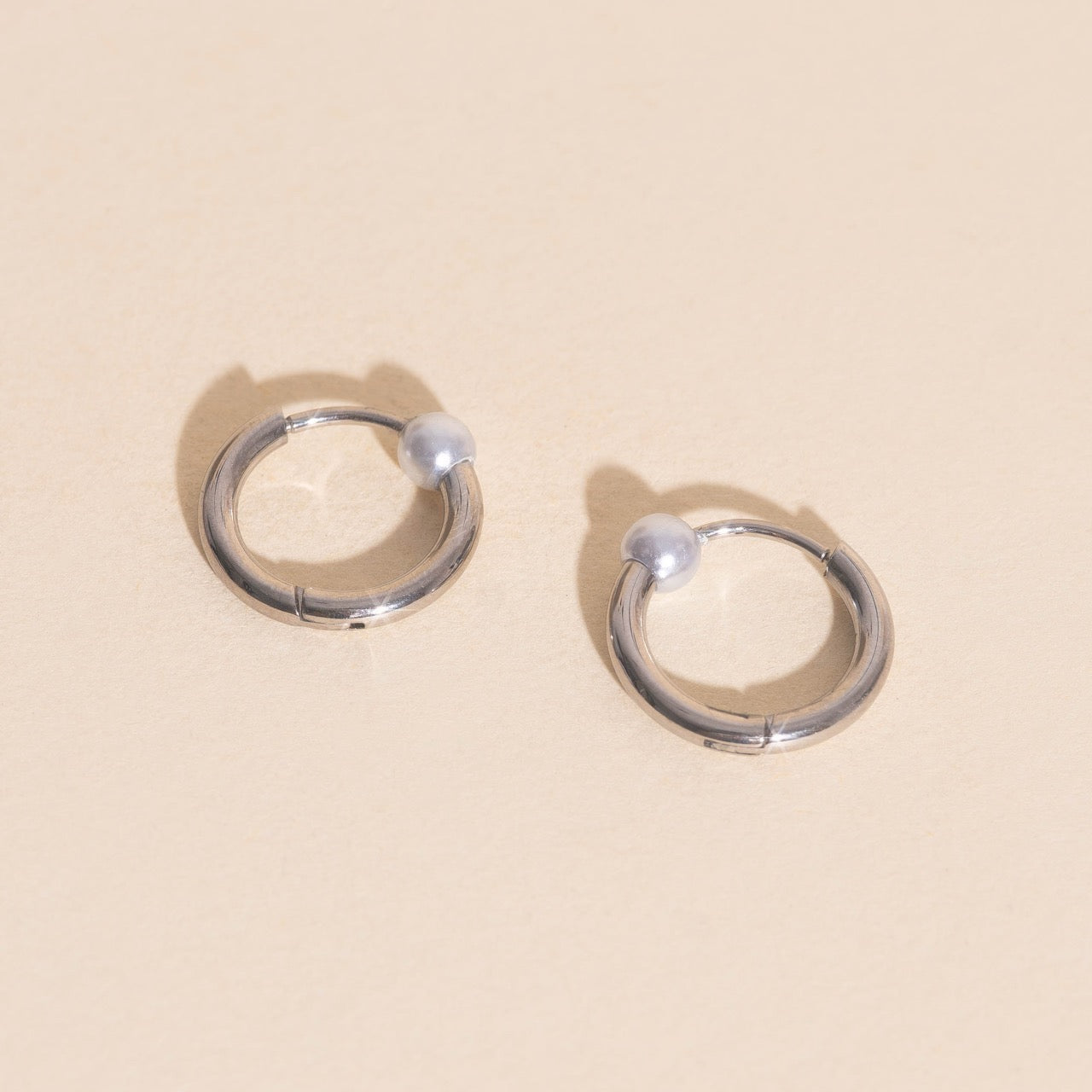 Pearl Huggie Hoop Earrings