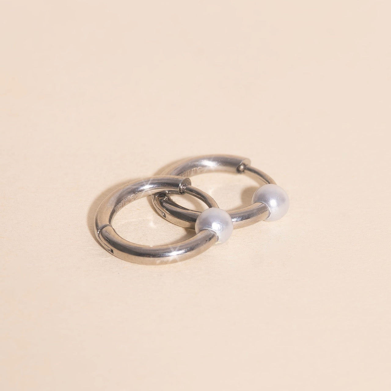 Pearl Huggie Hoop Earrings