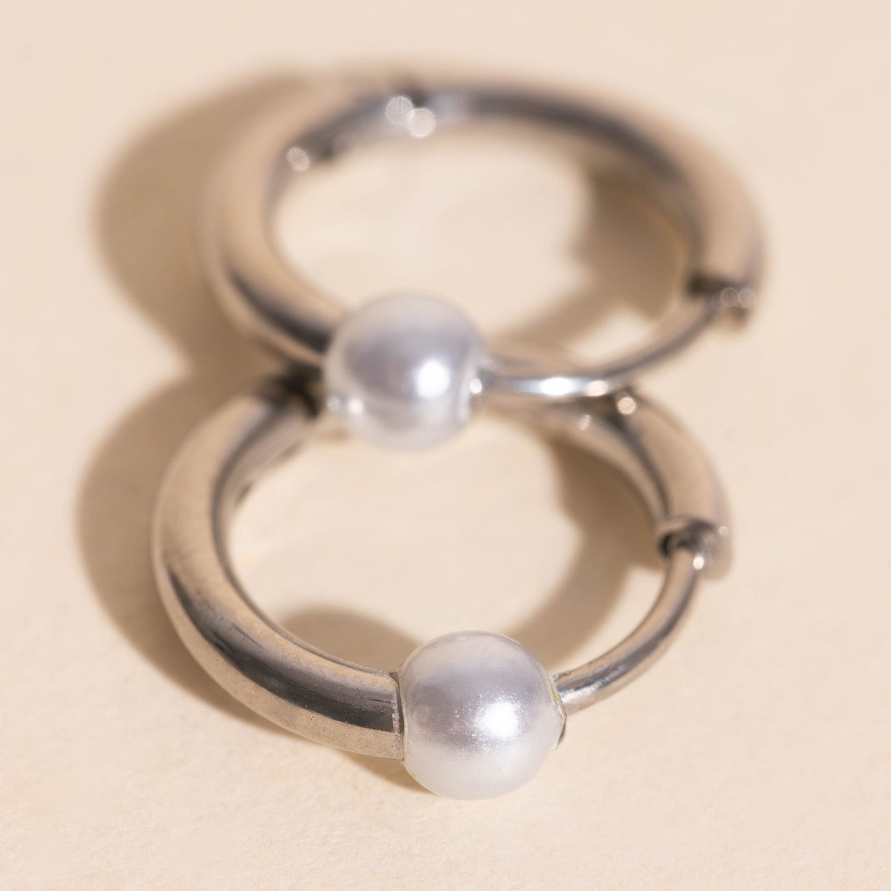 Pearl Huggie Hoop Earrings