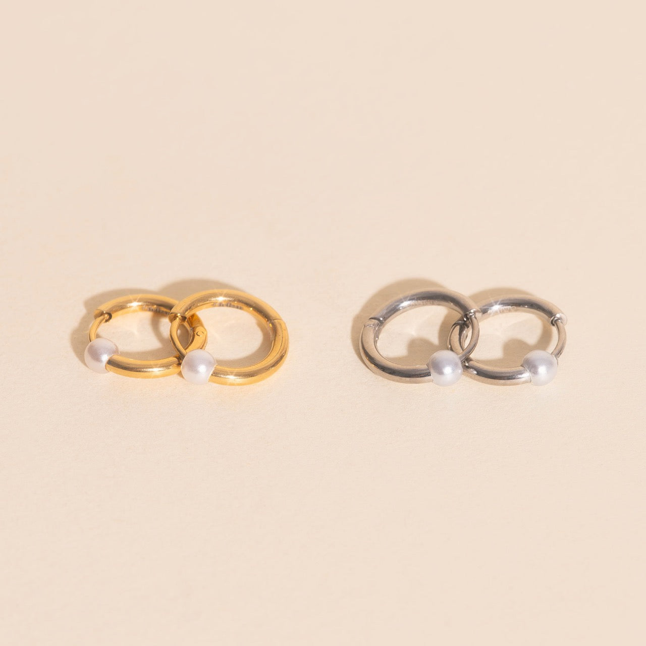 Pearl Huggie Hoop Earrings