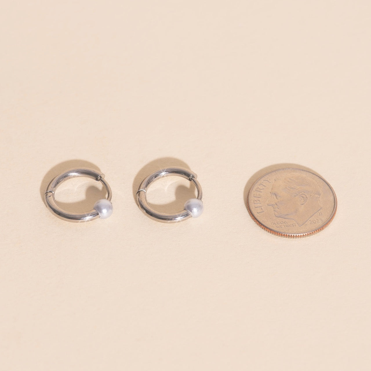 Pearl Huggie Hoop Earrings